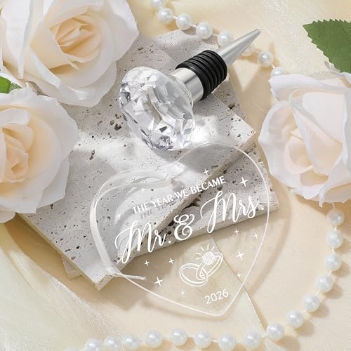 Verouis Wedding Gifts for Couples 2026 Mr and Mrs Engraved Wine Glasses Engagement Gift for Newlywed Bachelorette Bridal S...