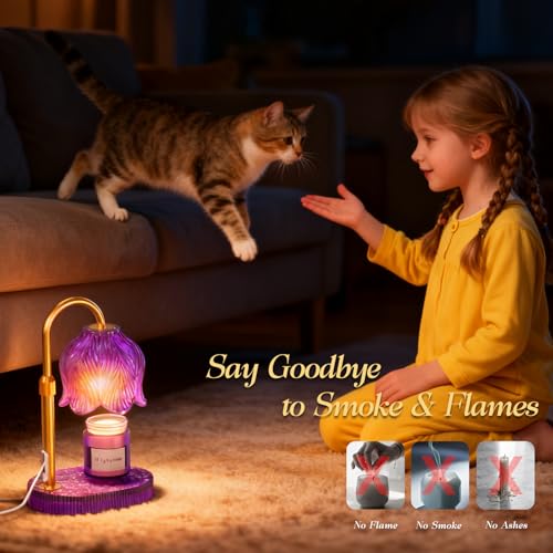 WYghyronic Candle Warmer Lamp with Adjustable Height - Flameless 4-Level Dimmable Wax Warmer, Timer Function & Stylish Des...