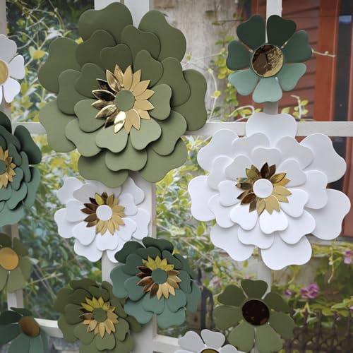 Mybbshower Paper Flower for Birthday Wedding Party Backdrop Nursery Wall Home Decor (10 inch-6 inch) Pack of 12 (Dusty Gre...