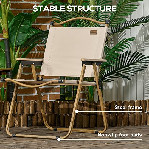Outsunny 2 Pack Folding Camping Chair, Lightweight & Portable Beach Chairs Armchairs, Perfect for Festivals, Fishing, Picn...