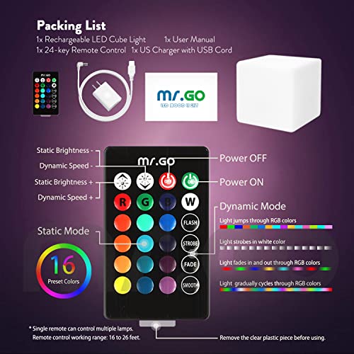 Mr.Go 4-inch Dimmable LED Night Light Mood Lamp for Kids and Adults - 16 RGB Colors - 8 Level Dimming - 4 Lighting Effect...
