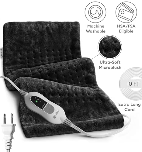 GENIANI Electric Heating Pad for Back Pain & Cramps Relief, Electric Throw, Auto Shut Off, Machine Washable, Moist Heat Pa...