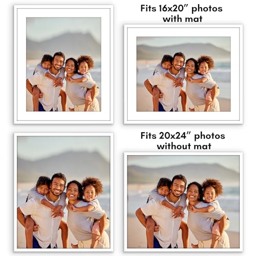 Americanflat 20x24 Picture Frame with Polished Plexiglass - Use as 16x20 Frame with Mat or Display 20x24 Photo Without Mat...