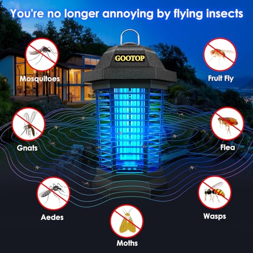 GOOTOP Bug Zapper Outdoor, Mosquito Zapper, 3 Prong Plug in Electric Fly Zapper, Mosquito Killer, Fly Traps, Flying Insect...
