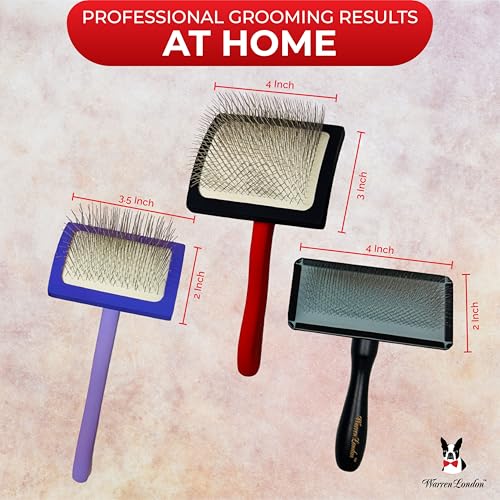 Warren London Gentle Touch Slicker Brush for Puppies & Small Dogs – 4" x 2" Soft Pin Grooming Brush – Tangle Remover for S...