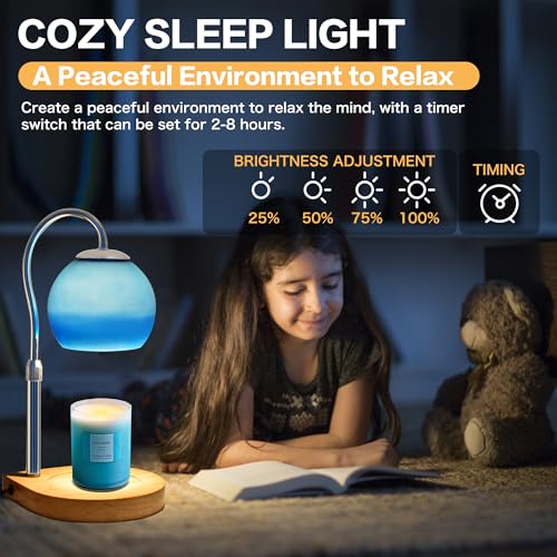 DALUXshop Candle Warmer Lamp with Timer 2H/4H/8H, Adjustable Height Dimmable Candle Lamp with 2 Bulbs, Wax Melt Warmer for...