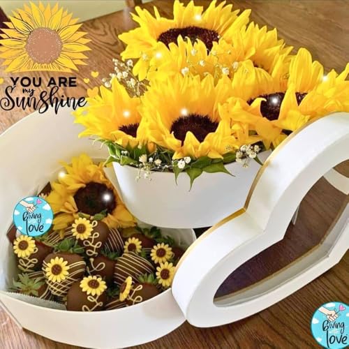 UNIKPACKAGING Premium Quality Heart Shaped Flower Box, Floral Gift Box, with Lids, Size 9x8x6.5, for Luxury Style Flower A...