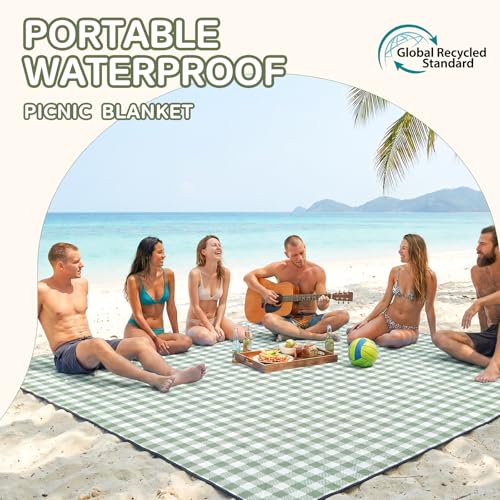 Genovega Waterproof Picnic Blanket Beach Outdoor Camping Mat Extra Large Foldable Cute Big Travel Essential Accessories Gi...