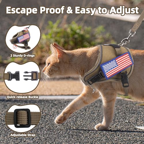 PUPTECK Tactical Cat Harness and Leash Set Escape Proof, Adjustable Reflective Kitten Jacket Easy Control, Pet Vest Harnes...