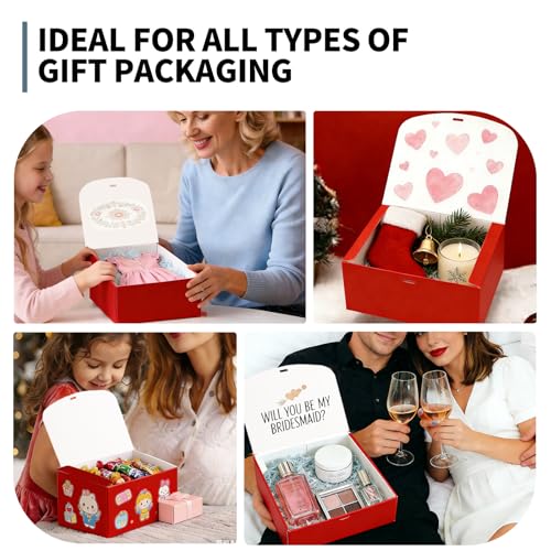 XyaMov 10 PCs Gift Boxes with Lids,10x8x4 inches Red Gift Boxes with Ribbons, Bridesmaid Proposal Box,Kraft Paper Gift Box...