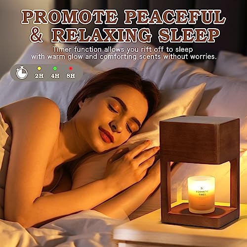 Candle Warmer Lamp Wood with Timer, Dimmable Electric Candle Lamp Warmer for Jar Candles, 2*35 Watt Bulb, Mothers Day Birt...