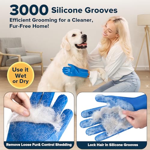 Augwind 6PCS Pet Grooming Kit for Dogs,Cats and Horses | Dog Washing Gloves | Dog Bath Brush | Dog Bath Gloves | Dog Shamp...