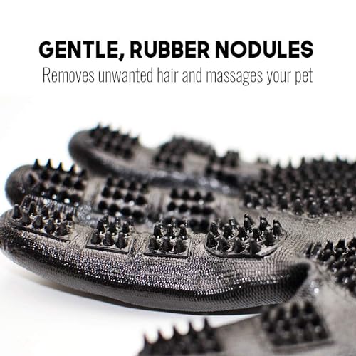 Pet Grooming Gloves for Dogs and Cats Deshedding Brush and Bathing Mitt with Soft Rubber Tips Gentle Massage Tool Removes ...
