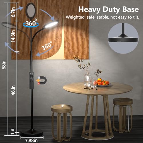 luckystyle Floor Lamp,Super Bright Dimmable LED Lamps for Living Room, Custom Color Temperature Standing Lamp with Remote ...