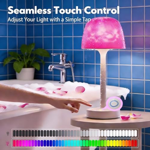 Kzictrs Cordless Waterproof Shower Lamp, Rechargeable Bathroom Lamp with Remote & Touch Control 16 Color Changeable Ocean ...
