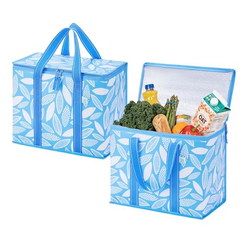 VENO 2 Pack Cooler Bag, Insulated Grocery Bags for Food Delivery, Collapsible Cooler, Reusable Shopping Bags for Grocerie...