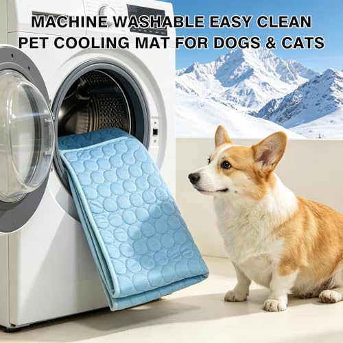 Dog Cooling Mat, Breathable Cooling Mat for Dogs(Q-Max>0.4) Washable Cold Crate Pad Cooling Dog Bed Mats, Non-Slip Dog Coo...