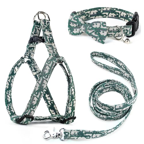 Dog Collar and Harness with Leash Set, Premium Breathable Harnesses for Girl Boy Dogs, No Pull Easy Walking Pet Harness, G...