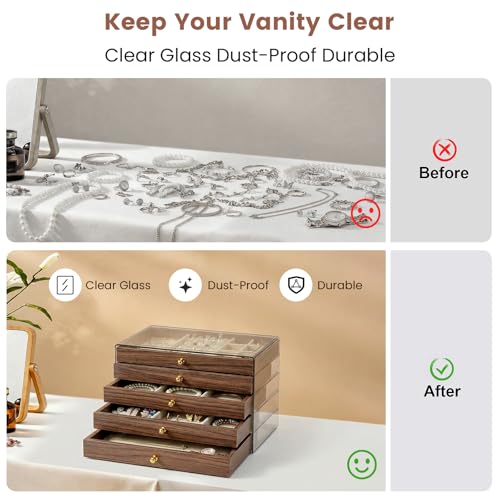 Simple Supplies Wooden Jewelry Box for Women, 5-Layer Jewelry Organizers and Storage with 5 Drawers & Velvet Trays, Large ...
