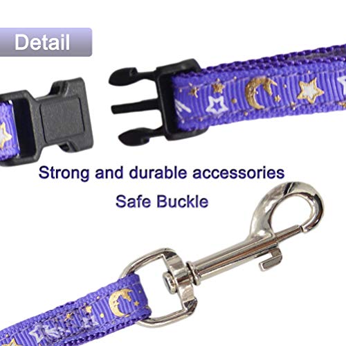 Cat Harness and Leash Set for Outdoor Walking Escape Proof Adjustable Soft Safety Strap with Golden Star and Moon Design G...