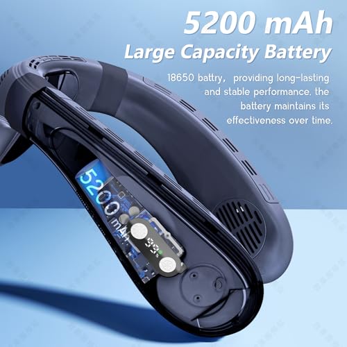 Agihoss Neck Air Conditioner Fans That Blow Cold Air Cooling Device Wearable Fan, 5200mAh Battery Operated Rechargeable Pe...