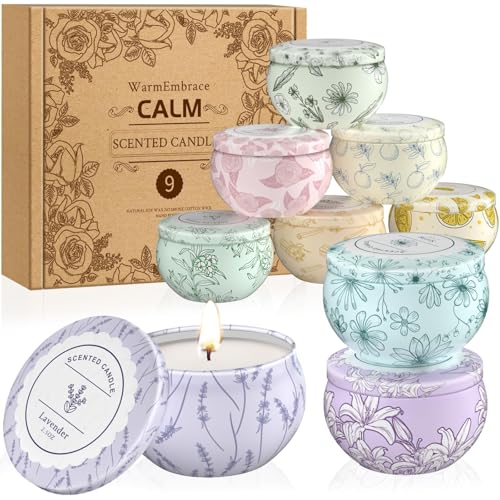 WarmEmbrace Scented Candles, Candle Set of 9, Long-Lasting Candles for Women, Candle Present Set for Birthday, Valentine's...