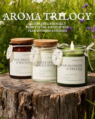 3 Pack Non-Toxic Soy Wax Scented Candles Gift Set for Women, 21.15oz Wooden Wick Candle for Home, 135H Long Burn Time, Aro...