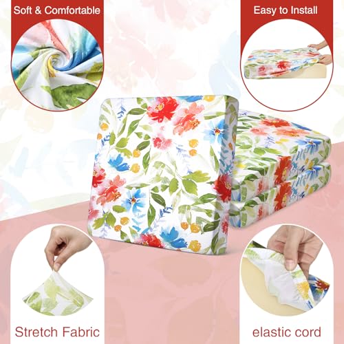 Newwiee 12 Pcs Patio Cushion Covers Outdoor Stretch Sofa Couch Cover Replacement Couch Slipcover Sofa Seat Chair Porch Pat...