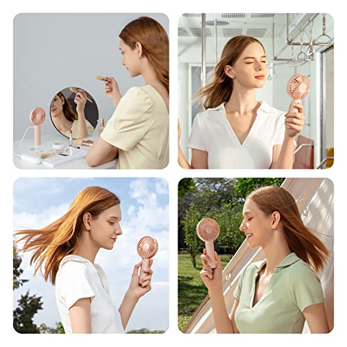 JISULIFE Handheld Mini Fan, Portable and Small with 3 Speeds, USB Rechargeable Battery Operate for Outdoor, Indoor, Makeu...