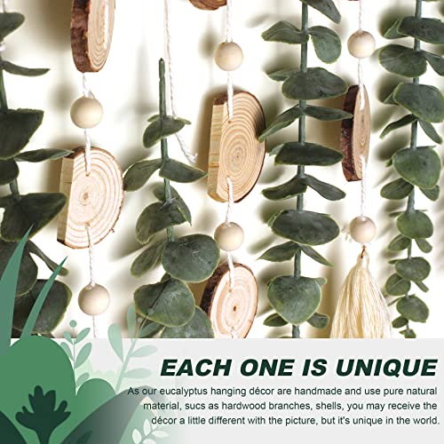 Artificial Eucalyptus Wall Decor Fake Greenery Leaves Stems Wall Hanging Plants on 16.5 inch Wooden Stick Boho Rustic Farm...