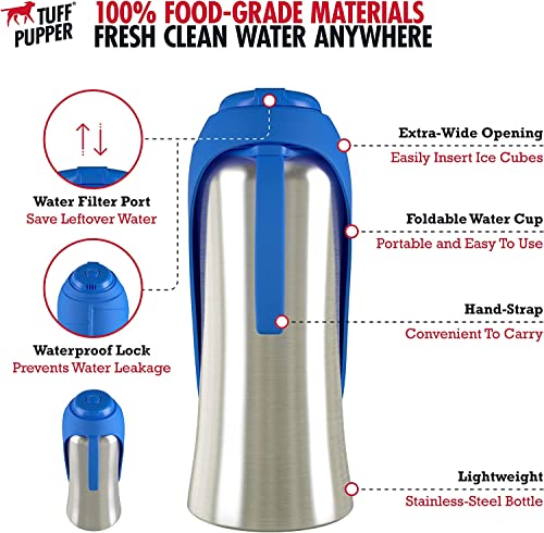 PupFlask Large Dog Water Bottle | 27 or 40 OZ Stainless Steel | Convenient Dog Drink Dispenser | Puppy Travel Water Bowl |...