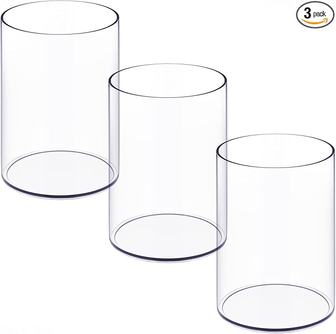 NiOffice Stylish Clear Acrylic Desk Organizer Pen and Pencil Holders Set of 3, Round Makeup Brush Storage Perfect for Hom...
