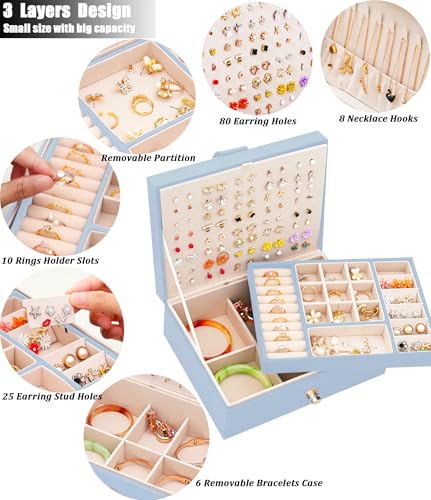 QBestry Girls Jewelry Box Earring Holder Organizer for Girls Jewelry Organizer Box Stud Earrings Organizer for Girls Women...