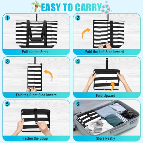 TEUEN Extra Large Beach Bags for Women, Waterproof Sandproof Beach Tote Bag Foldable Swim Pool Bag with Zipper and Wet Pocket