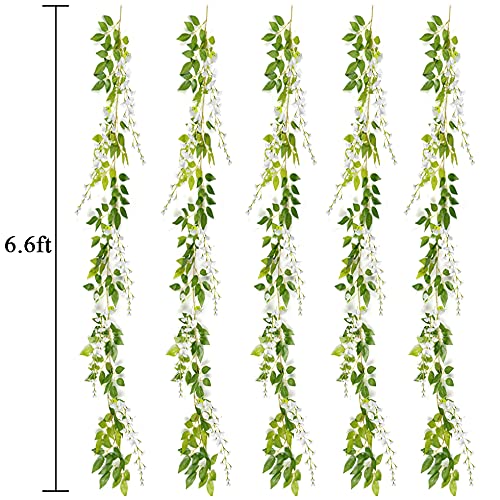SLanC Wisteria Garland Artificial Flowers Wisteria Vine - 5Pcs Total 33ft Fake Wisteria Hanging Flower