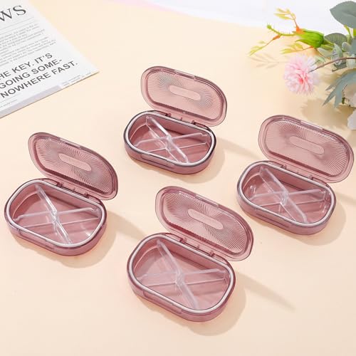 bomyarJr 4 Pcs Qtip Holder Pink Hair Tie organizer Small Container Portable Travel Qtips Case Cotton Swab Holder Flosser D...
