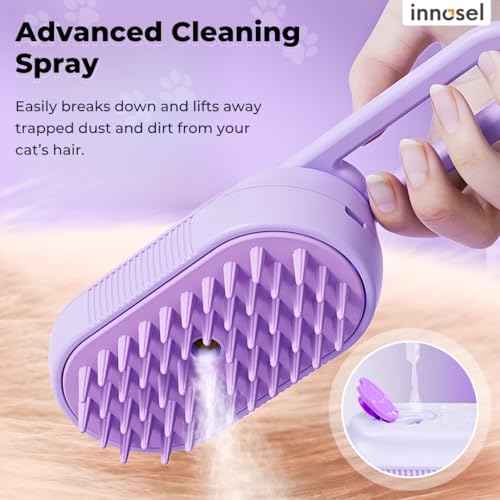 Cat Steam Brush for Shedding, 4-in-1 Rechargeable Pet Grooming Brush for Cats & Dogs, Anti-Static, Massage, Cleaning & Com...