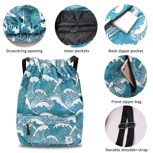 Risefit Waterproof Drawstring Bag, Gym Bag Sackpack Sports Beach Backpack for Men Women