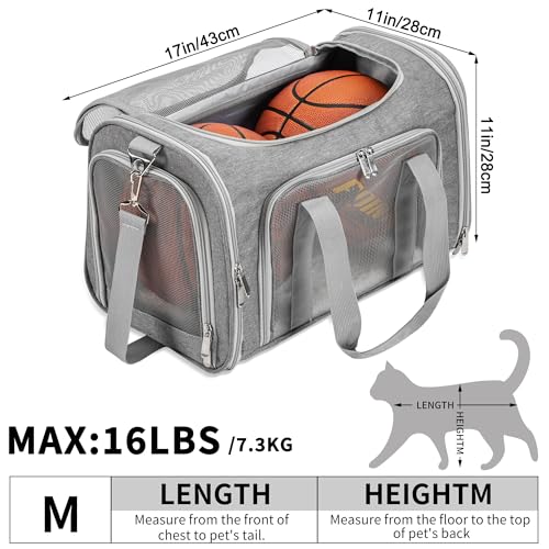 Soft-Sided Cat/Dog/Pet Carrier, Collapsible Pets Travel Carriers for Big Cats/Small Dogs with Shoulder Strap & Removable M...