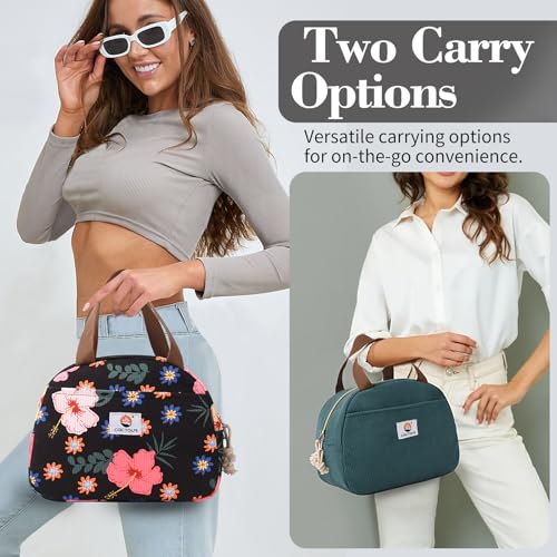 CaCTOUR Lunch Box for Women Girls Teens,Cute Lunch Box Cooler Bag, Portable Insulated Small Lunch Bag Women Reusable Cordu...