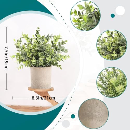 Der Rose 3 Pack Mini Potted Fake Plants Artificial Plastic Eucalyptus Plants Topiaries for Home Office Desk Farmhouse Shel...