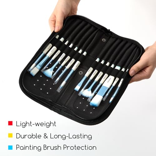 MEEDEN Paint Brush Holder, 11.5 X 10 Inch Zippered Painting Brush Case, Organization and Storage Bag for Artist Paint Brus...