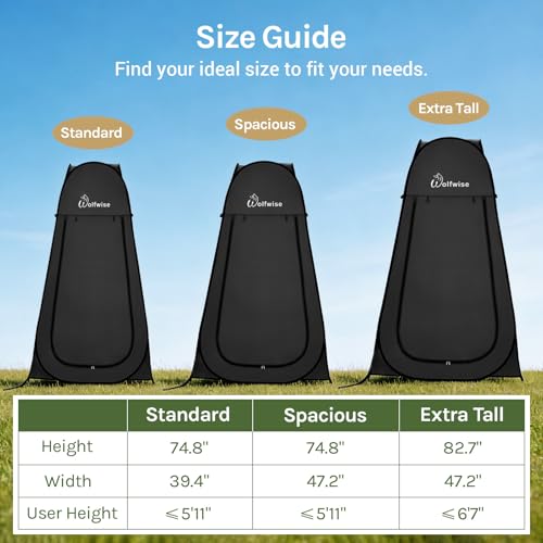 Wolfwise Pop Up Shower Tent for Camping, Portable Instant Changing Tent with Ventilation Window & Carry Bag, Privacy Bathr...