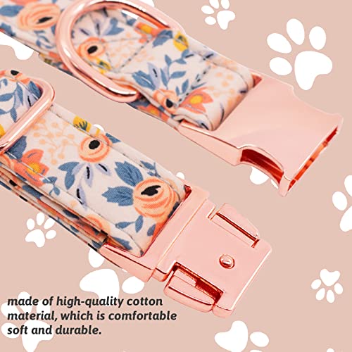 HSIGIO Dog Collar and Leash Set Girls Adjustable Puppy Collars with Floral Bow Tie for Small Medium Large Female Dogs, Ora...