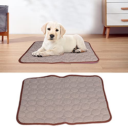 Fdit Pet Cooling Mat, Self Cooling Blanket, Brown, Large 70x55cm, Foldable Breathable for Small Medium Large Cats Dogs