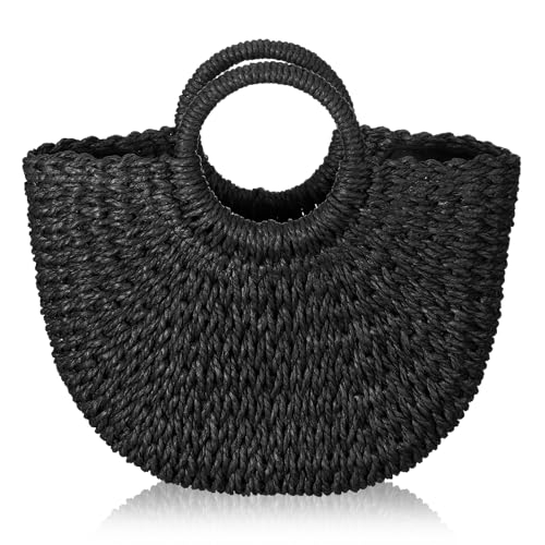 Frienda Straw Tote Bag Summer Beach Bag Handmade Straw Rattan Woven Handbag for Women Travel