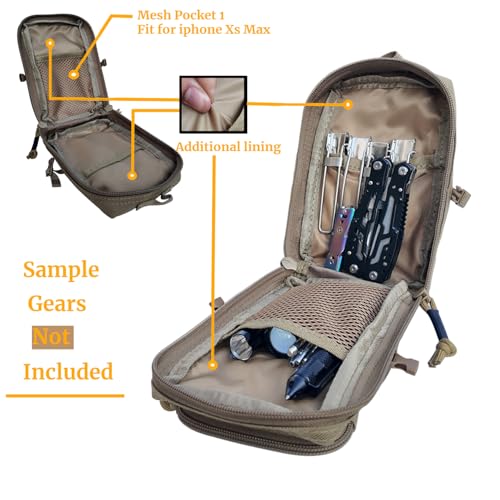 2 Pack Tactical Molle Utility Pouchs,Mini Belt Pouch EDC Pouch Tactical Phone Pouches Outdoor Admin Tool Pouch Medical EDC...