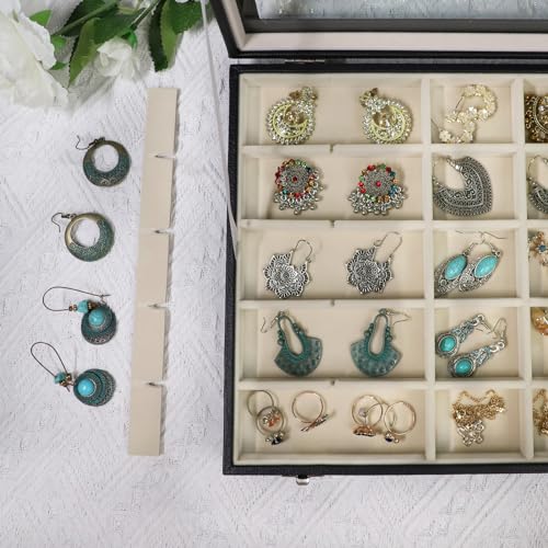 Stratalife Earring Organizer Jewelry Holder Organizer Drawer Earring Storage Jewelry Tray with Clear Lid Ring Box for Wome...
