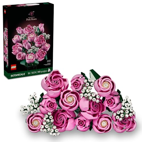 LEGO Botanicals Bouquet of Pink Roses Artificial Flowers - Building Blocks for Adults, Ages 18+ - Gifts for Birthdays for ...