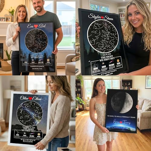 Custom Star Map for Anniversary - Premium Glossy Acrylic - The Night We Met Personalized Constellation Chart - High-Shine ...